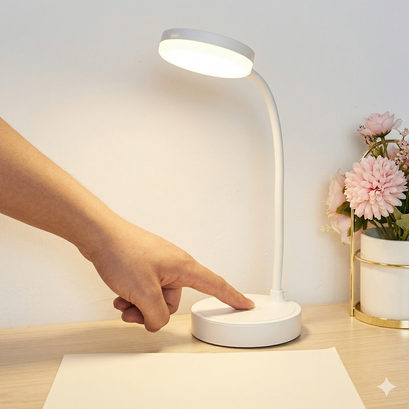 Luminária Abajur de Mesa LED Luz Recarregável Touch Haste Flexível Lâmpada De Estudo Sem Fio BigTech